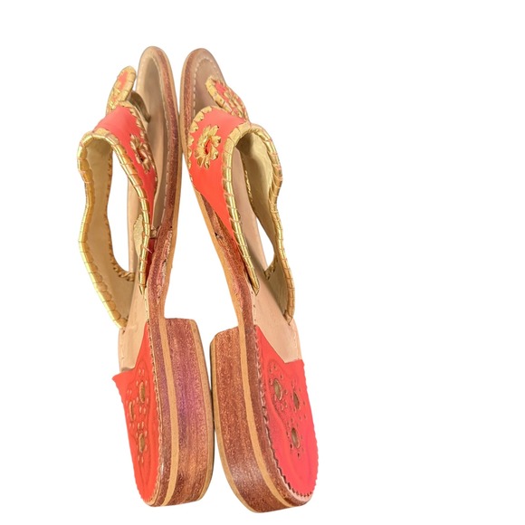 Jack Rogers Nantucket Thong Sandals Coral‎ Gold Size 8 Slip On Shoes Leather - Picture 8 of 11